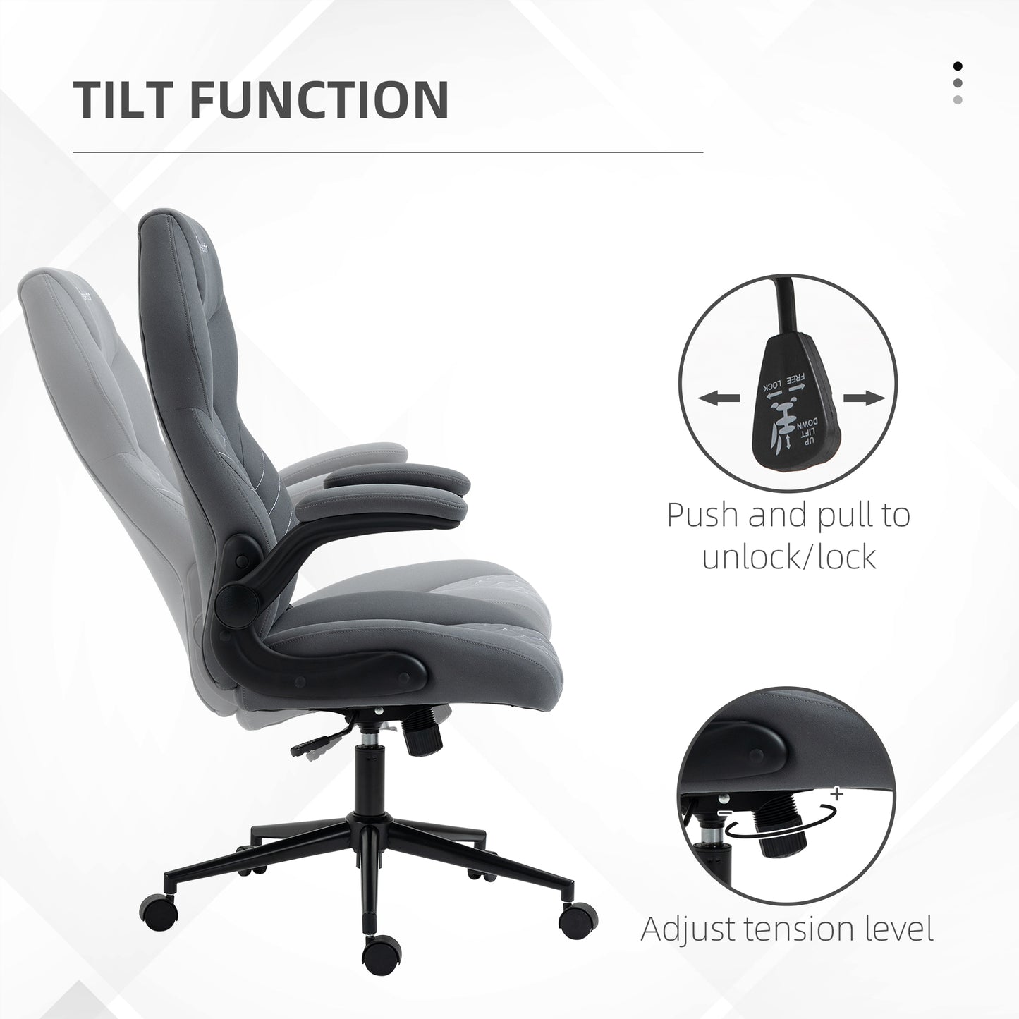 Image for Vinsetto Home Office Desk Chair, Computer Chair with Flip Up Armrests, Swivel Seat and Tilt Function, Dark Grey