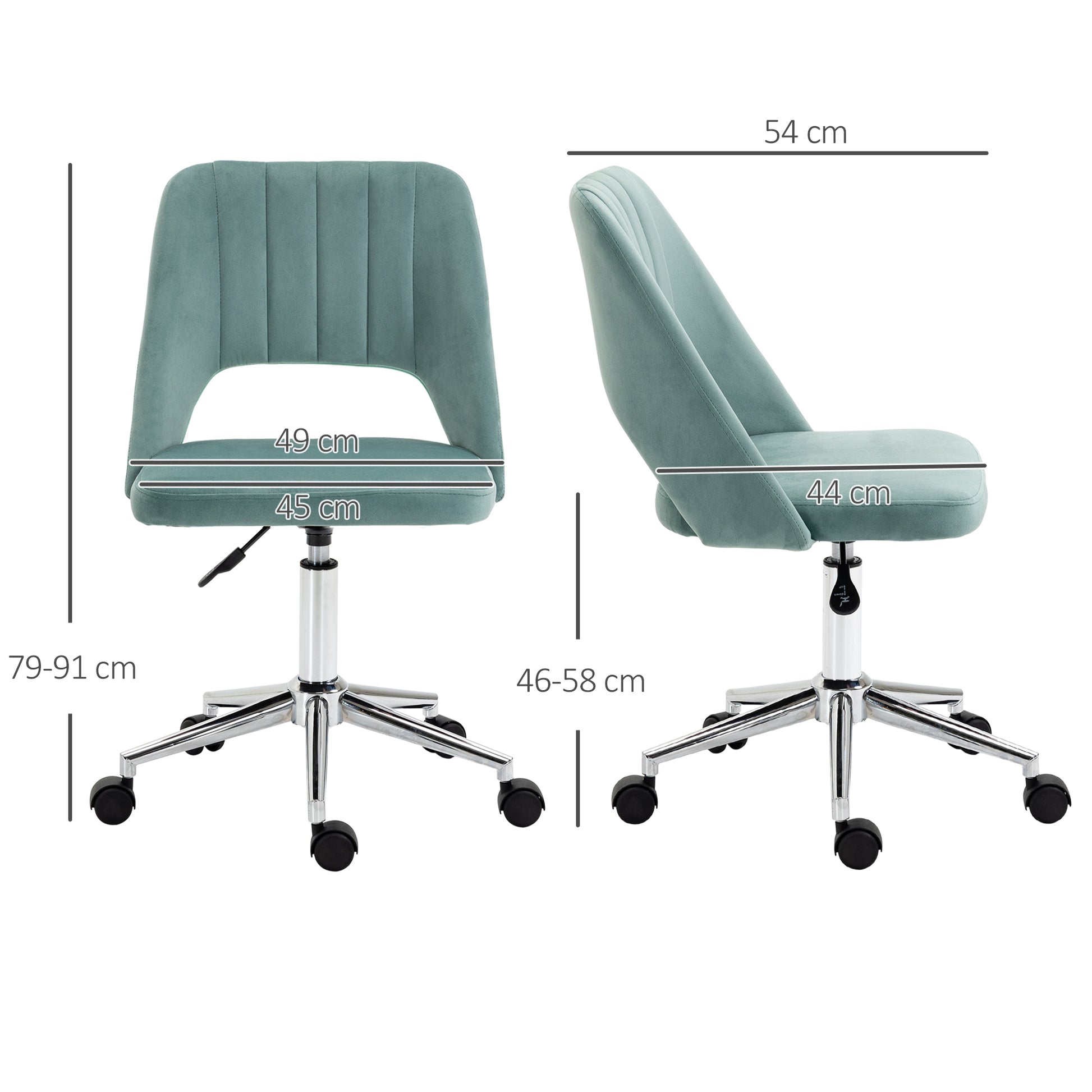 Image for Vinsetto Mid Back Office Chair Velvet Fabric Swivel Scallop Shape Computer Desk Chair for Home Study Bedroom Green