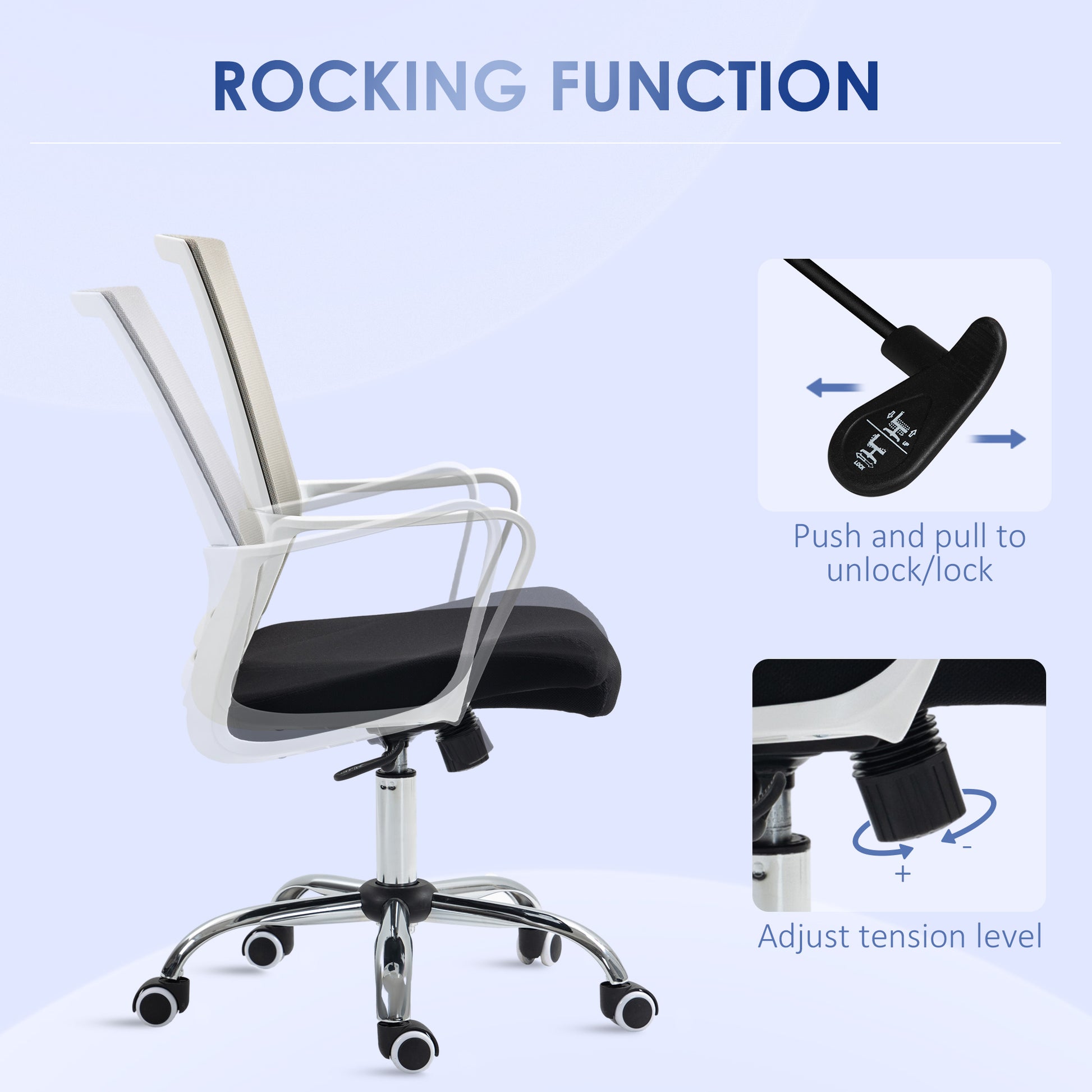 Image for Vinsetto Ergonomic Desk Chair Mesh Office Chair with Adjustable Height Armrest and 360° Swivel Castor Wheels Black