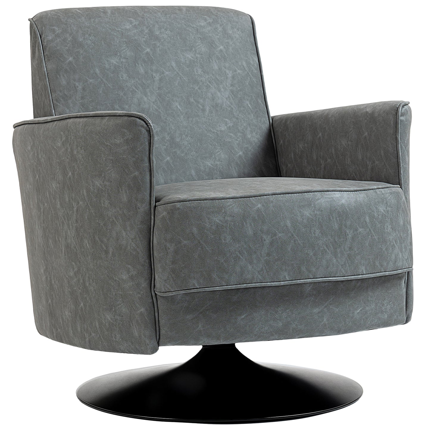 HOMCOM Upholstered Swivel Accent Chair with Thick Padding Grey Main