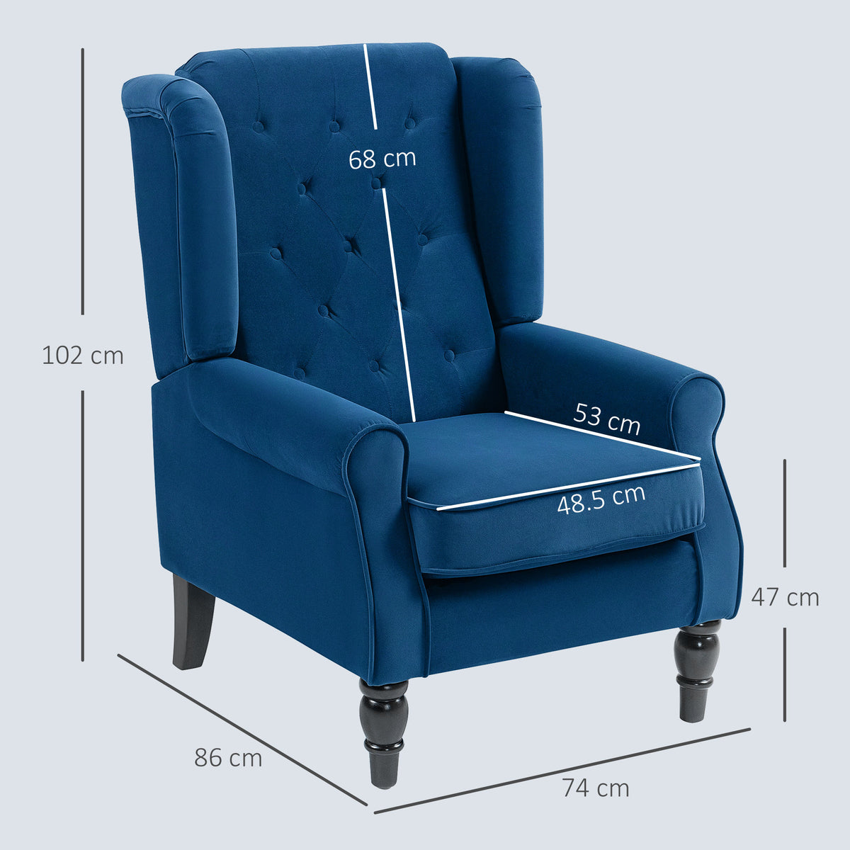 HOMCOM_Wingback_Accent_Chair_Retro_Upholstered_Button_Tufted_Occasional_Chair_for_Living_Room_and_Bedroom_dimensions_Blue_Dimensions