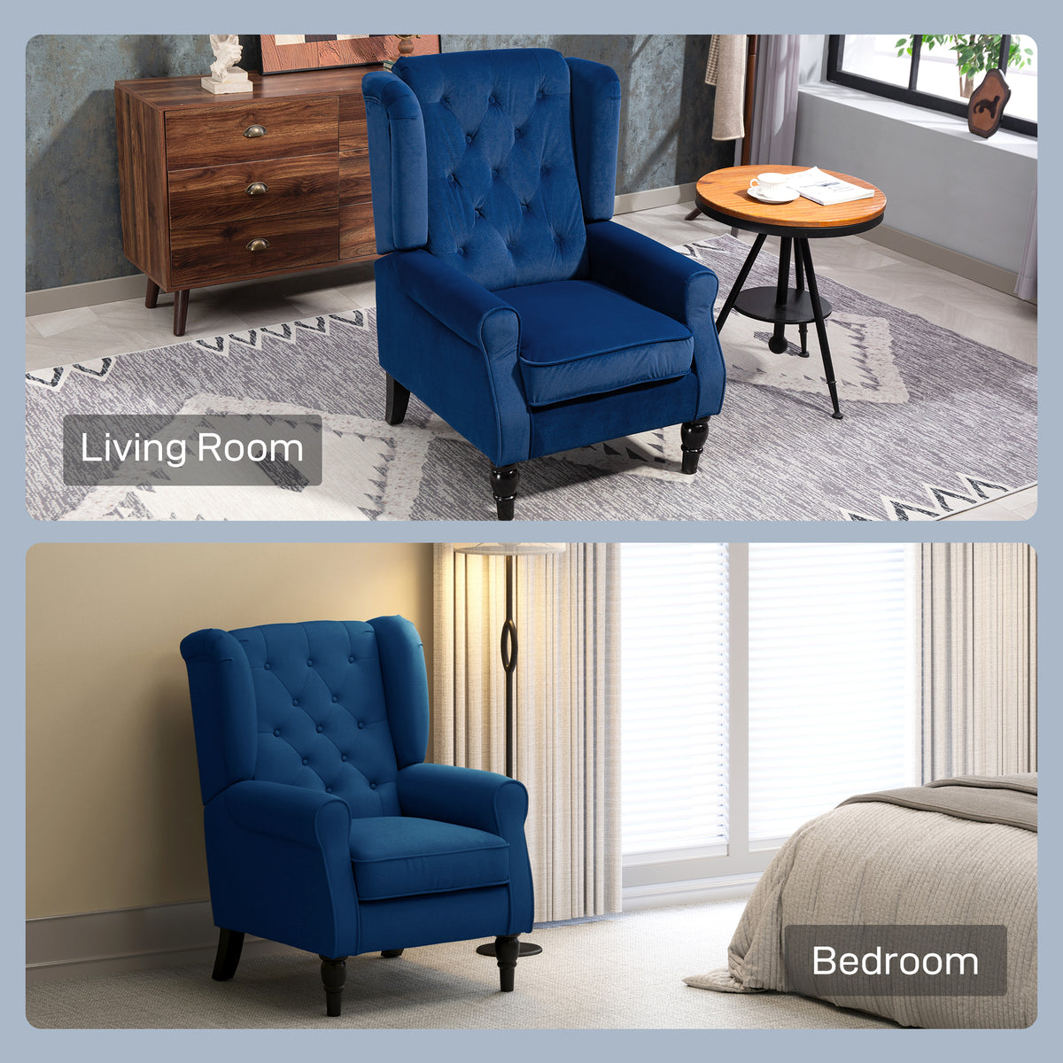 HOMCOM_Wingback_Accent_Chair_Retro_Upholstered_Button_Tufted_Occasional_Chair_for_Living_Room_and_Bedroom_dimensions_Blue_use