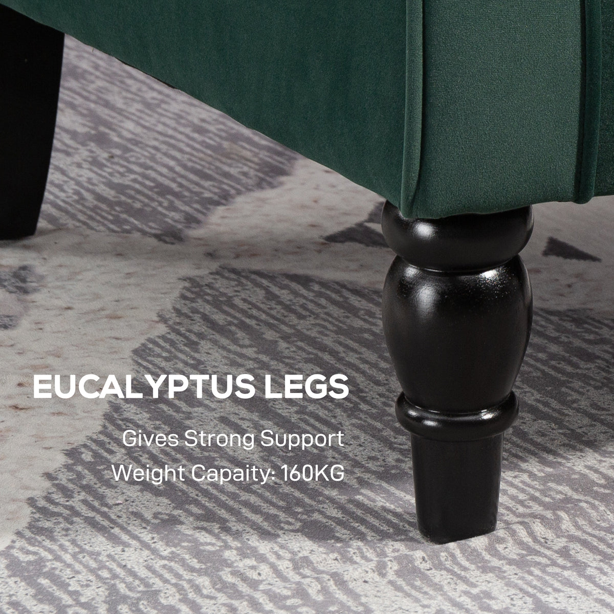 HOMCOM Wingback Accent Chair, Retro Upholstered Button Tufted Occasional Chair for Living Room and Bedroom dimensions green Eucalyptus legs