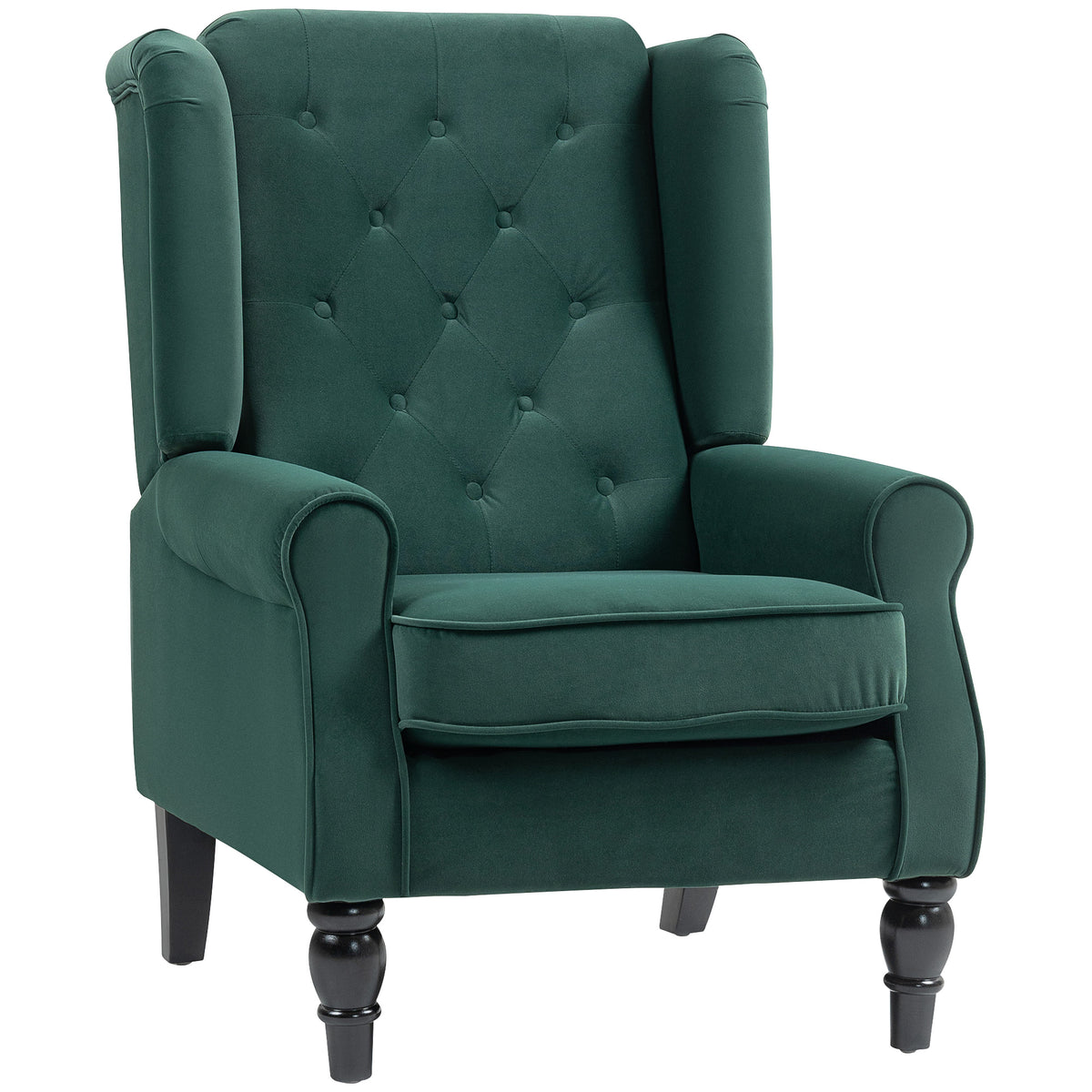 HOMCOM Wingback Accent Chair, Retro Upholstered Button Tufted Occasional Chair for Living Room and Bedroom dimensions green Main