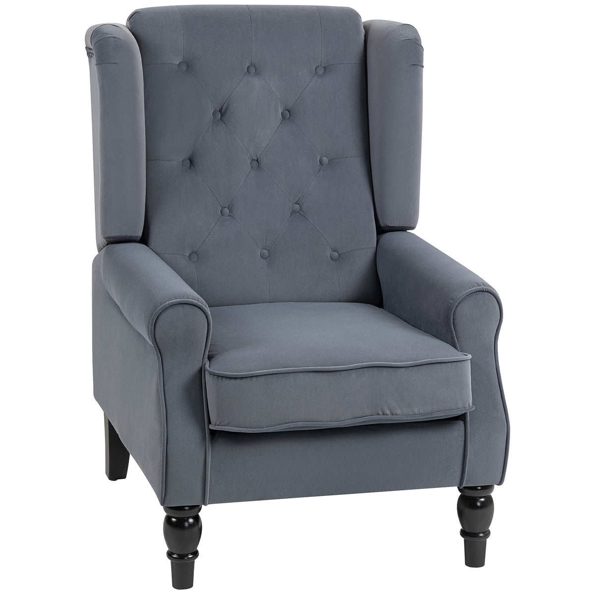 HOMCOM Wingback Accent Chair, Retro Upholstered Button Tufted Occasional Chair for Living Room and Bedroom dimensions grey Main