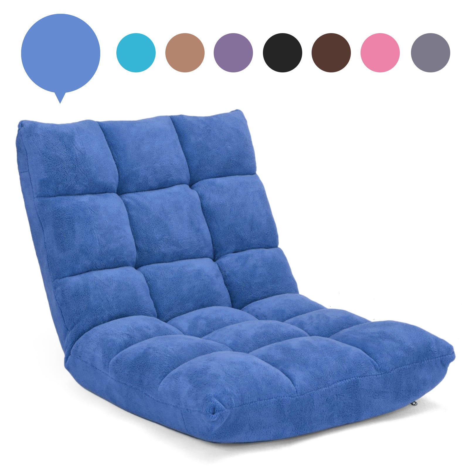 Coral Velvet Floor Gaming Chair with 14-Position Adjustable Back - ChairwayUK
