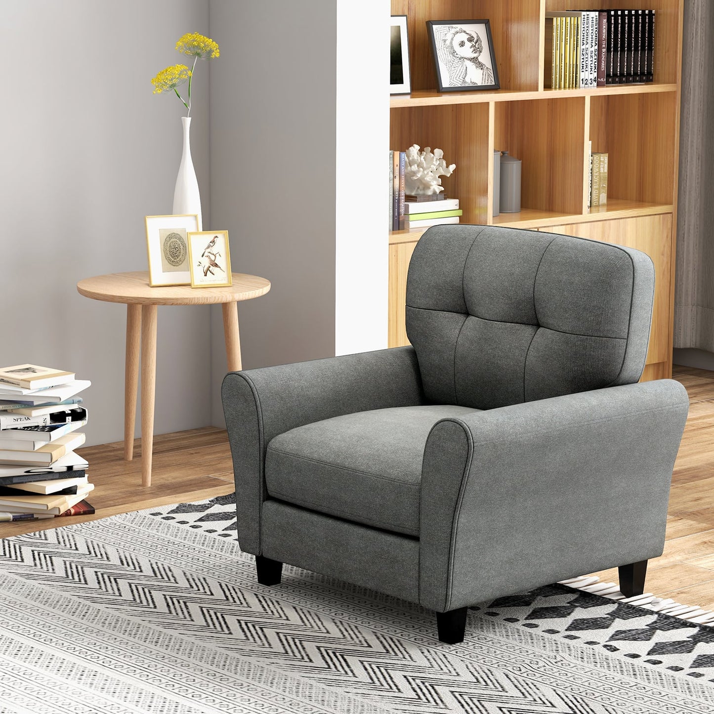 Tufted Upholstered Accent Chair with Non-slip Foot Pads Lifestyle