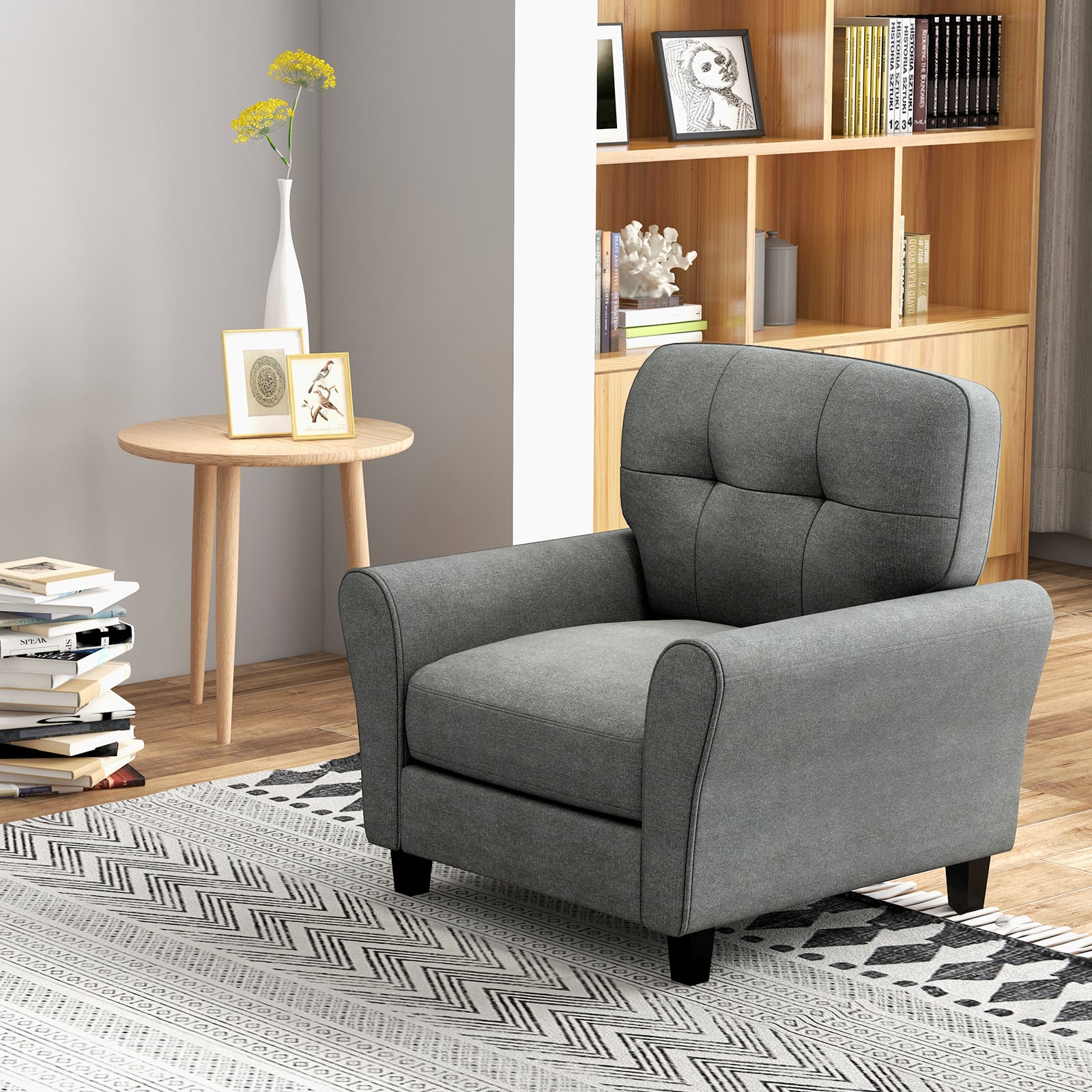 Tufted Upholstered Accent Chair with Non-slip Foot Pads Lifestyle