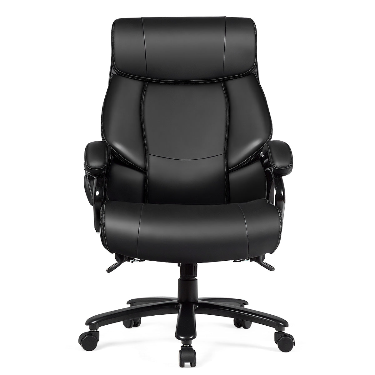 PU Leather Massage Office Chair with Thick Foam Cushion-Black - ChairwayUK