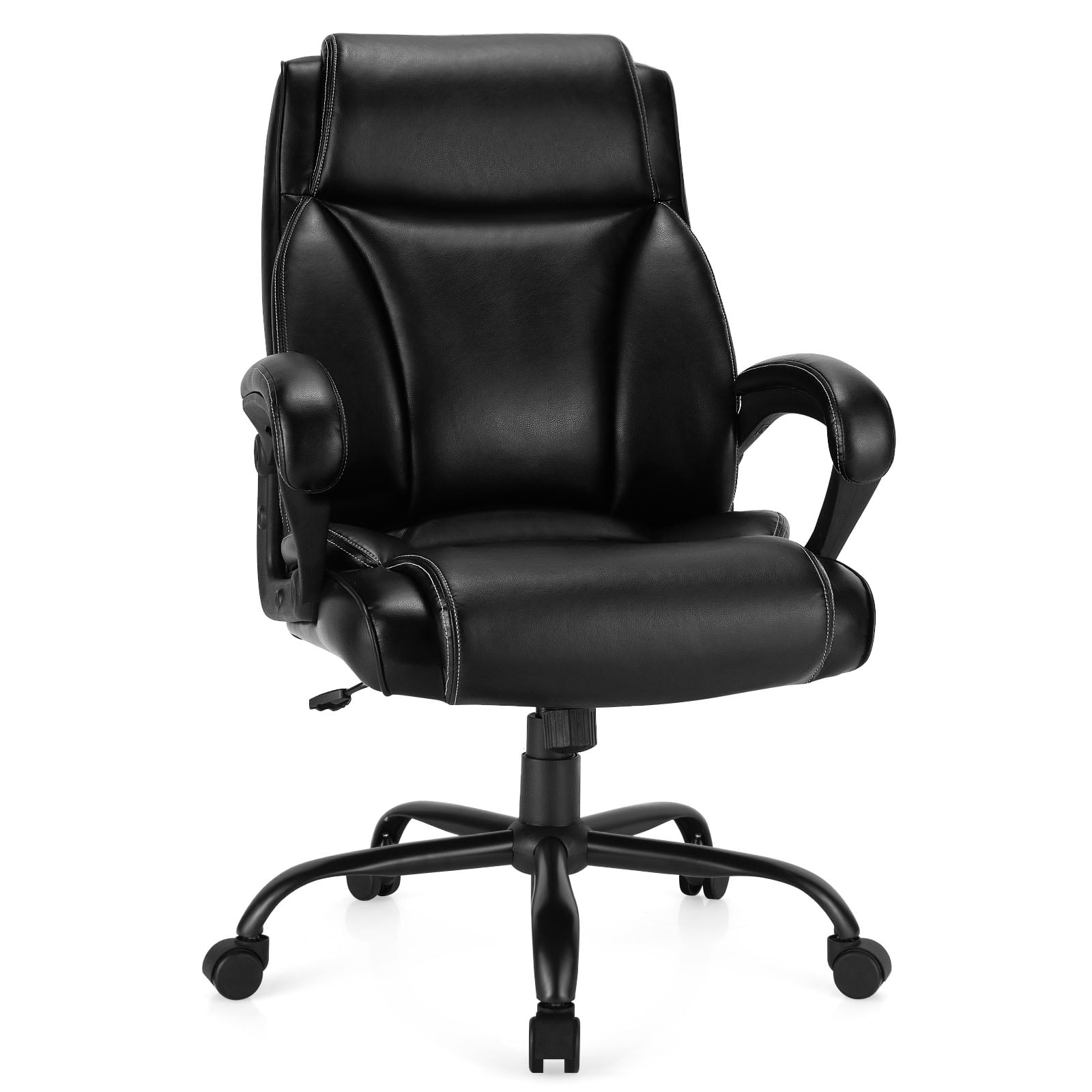 High Back Office Chair with Metal Base and Rocking Backrest Main
