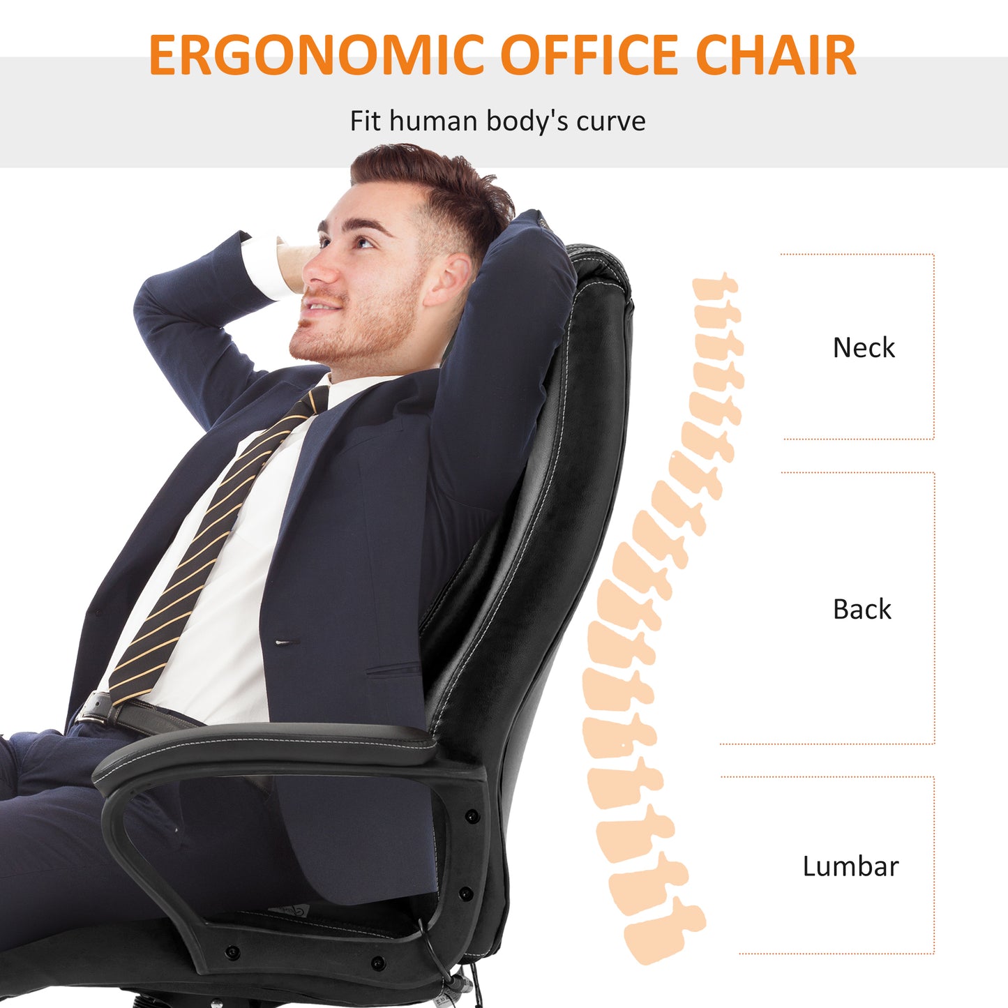 Image for Vinsetto High Back Executive Office Chair 6- Point Vibration Massage Extra Padded Swivel Ergonomic Tilt Desk Seat, Black