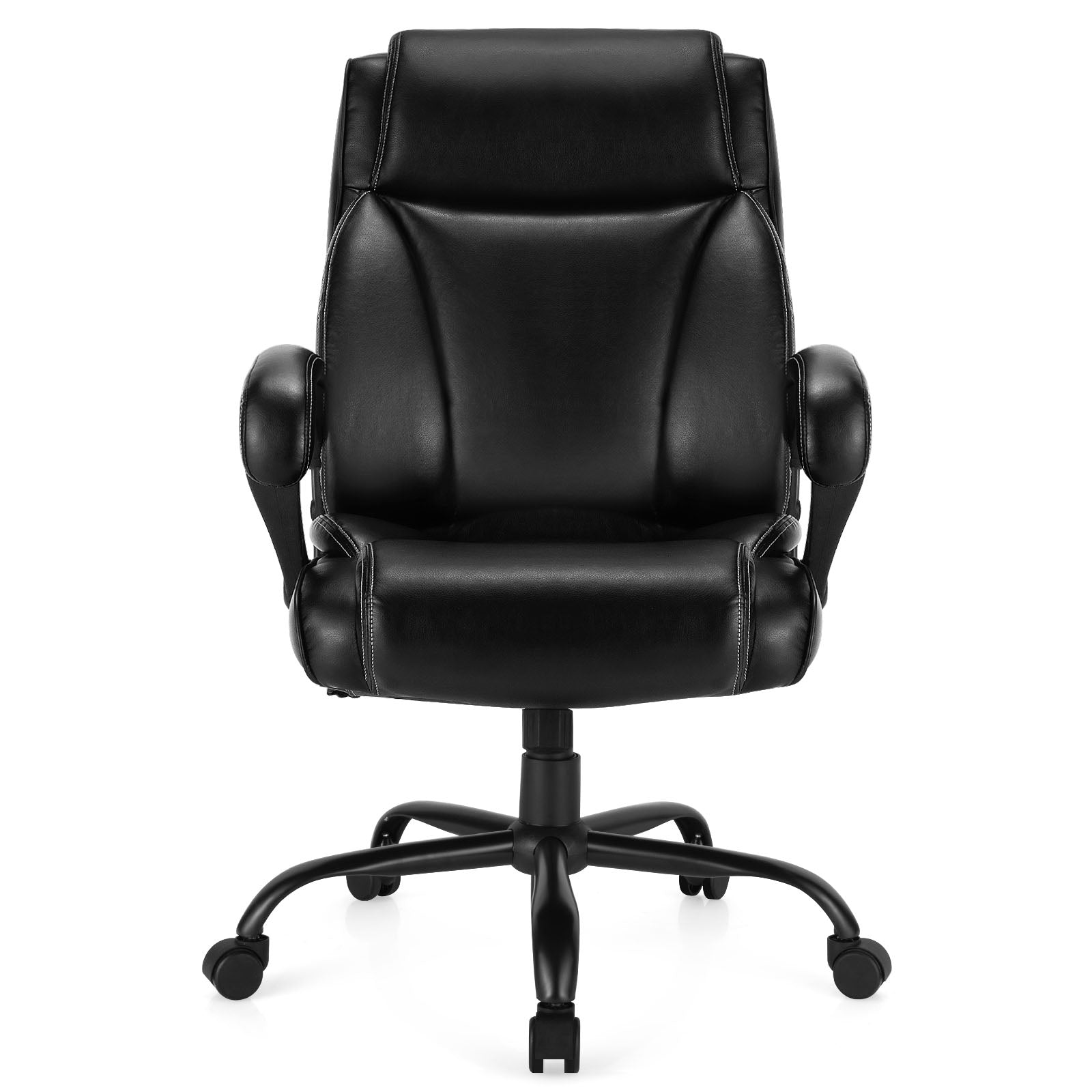 High Back Office Chair with Metal Base and Rocking Backrest Main
