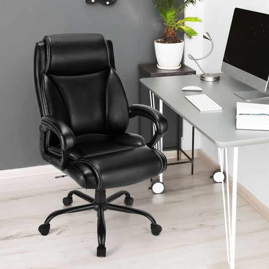 High Back Office Chair with Metal Base and Rocking Backrest LIfestyle office studyroom
