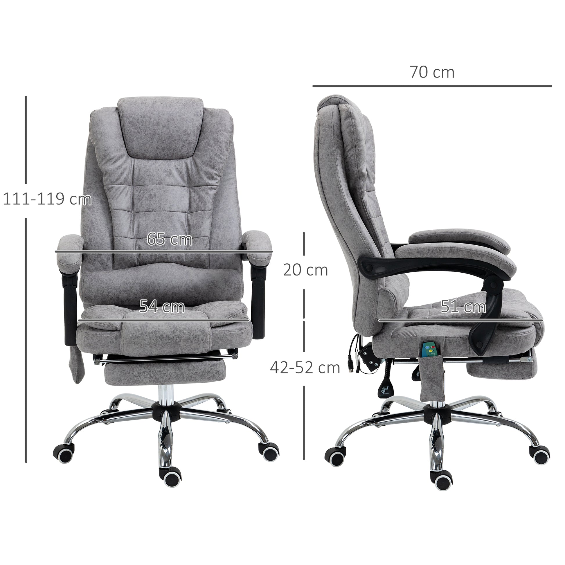 Image for Vinsetto Heated 6 Points Vibration Massage Executive Office Chair Adjustable Swivel Ergonomic High Back Desk Chair Recliner with Footrest Grey