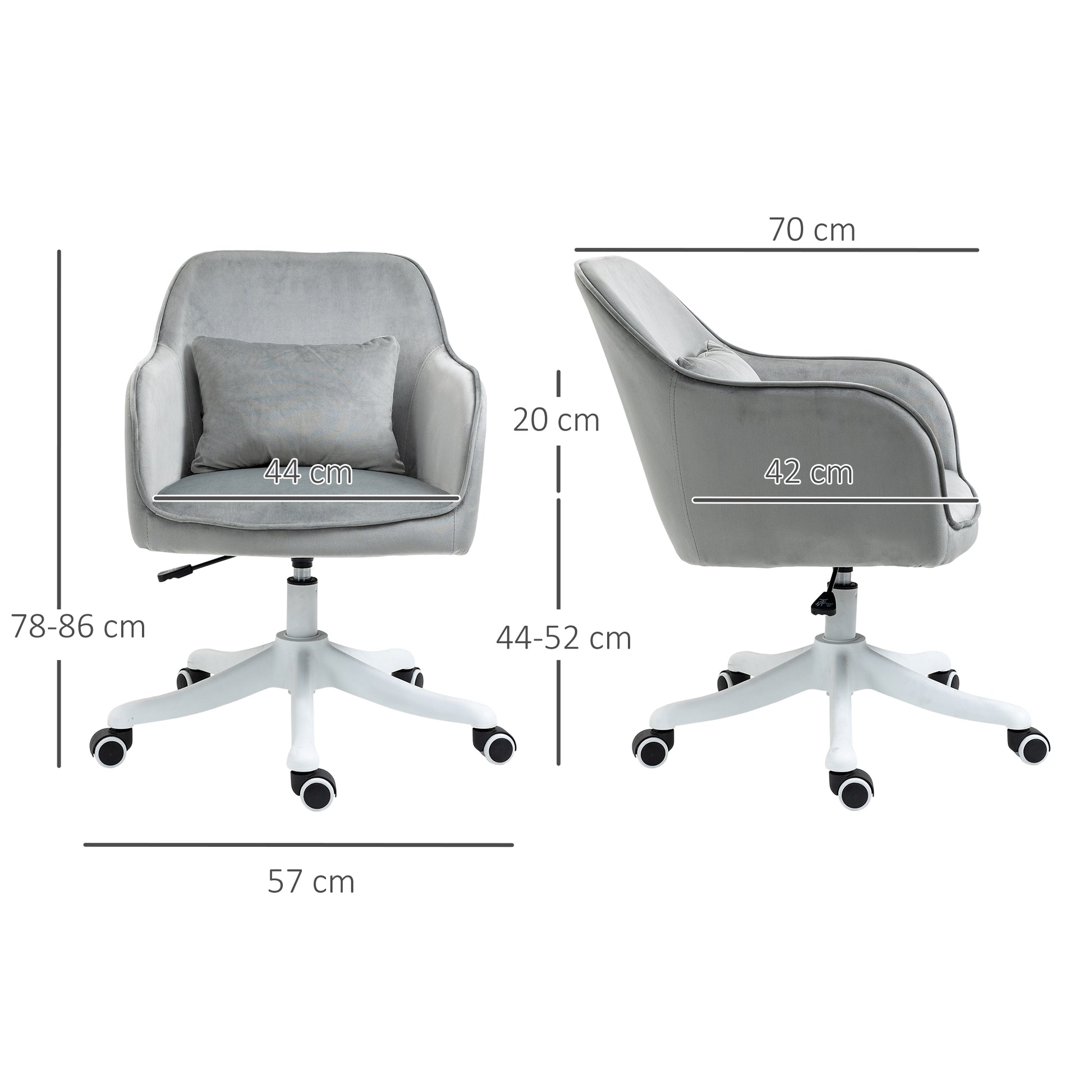 Image for Vinsetto Massage Office Chair Velvet-Feel Chair with Rechargeable Electric Vibration Massage Lumbar Pillow, Wheels, Grey