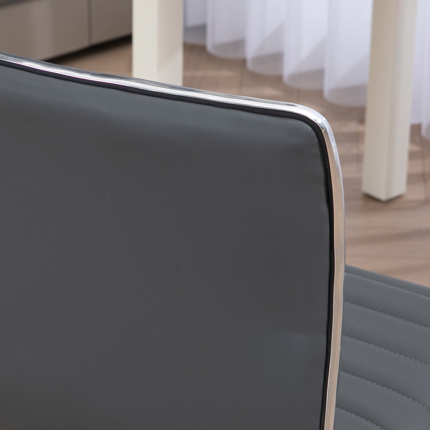 HOMCOM Adjustable Swivel Office Chair with Armless Mid-Back in PU Leather and Chrome Base - Black