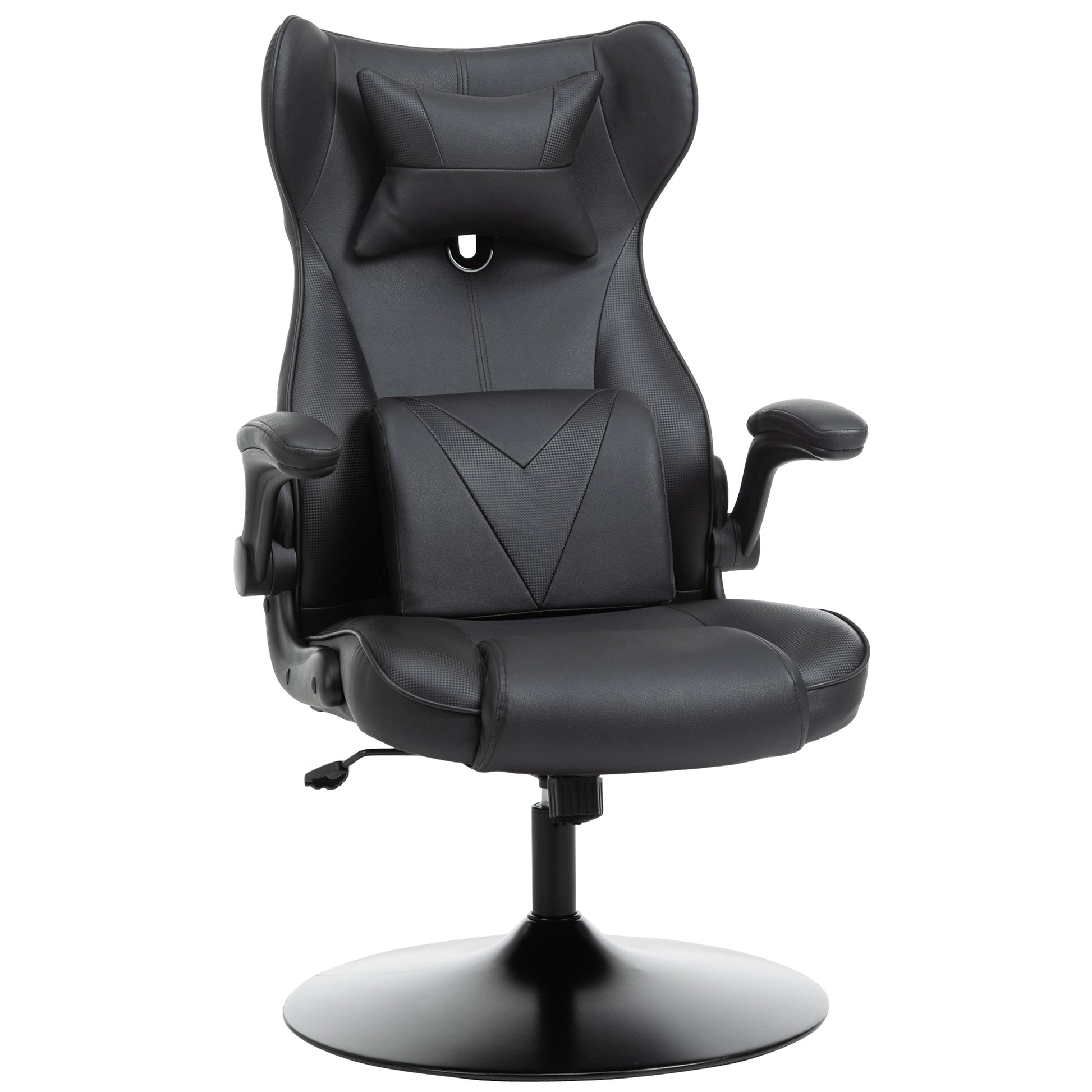 Image for Vinsetto Video Game Chair with Lumbar Support, Racing Style Home Office Chair, Computer Chair with Swivel Base, Flip-up Armrest and Headrest, Black