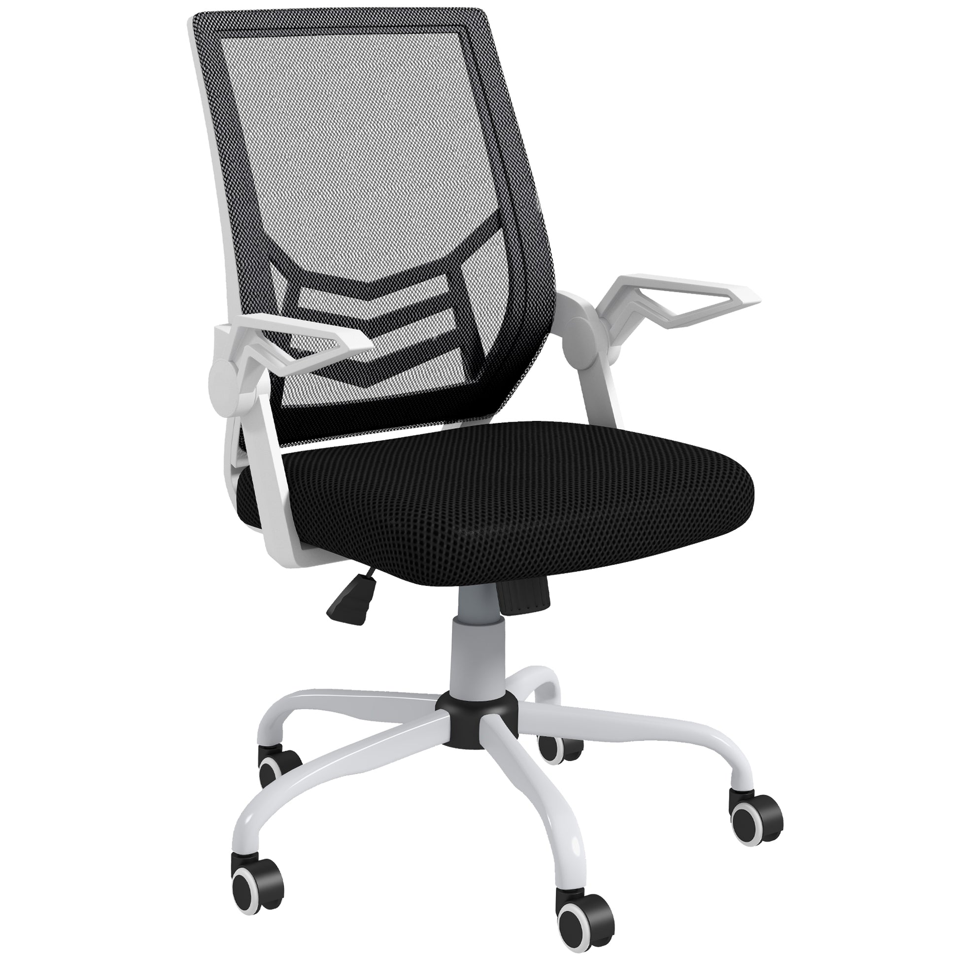 Image for Vinsetto Mesh Office Chair, Computer Desk Chair with Flip-up Armrests, Lumbar Back Support and Swivel Wheels, Black