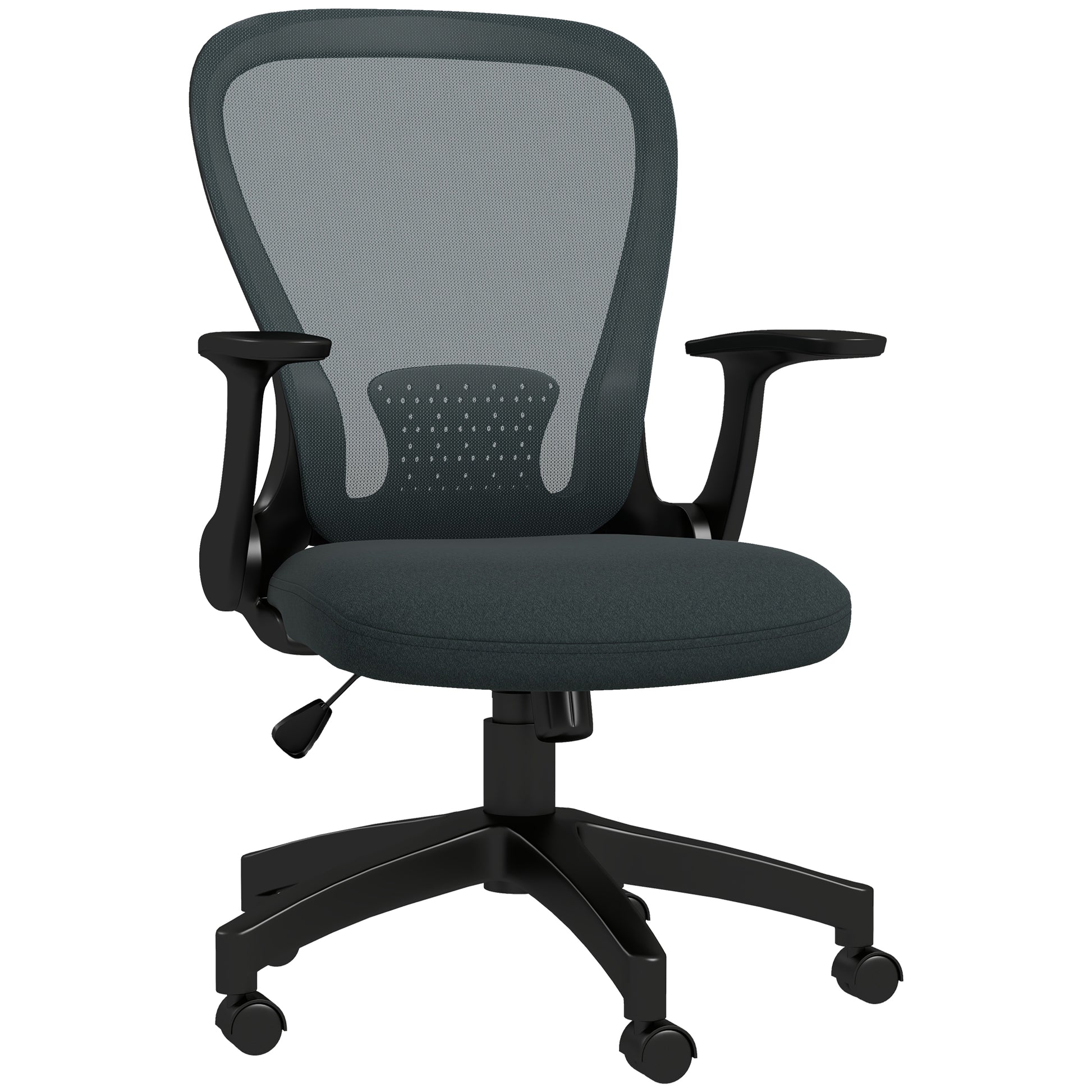 Image for Vinsetto Ergonomic Office Chair, Mesh Desk Chair with Flip-up Armrest, Lumbar Back Support, Swivel Wheels, Grey