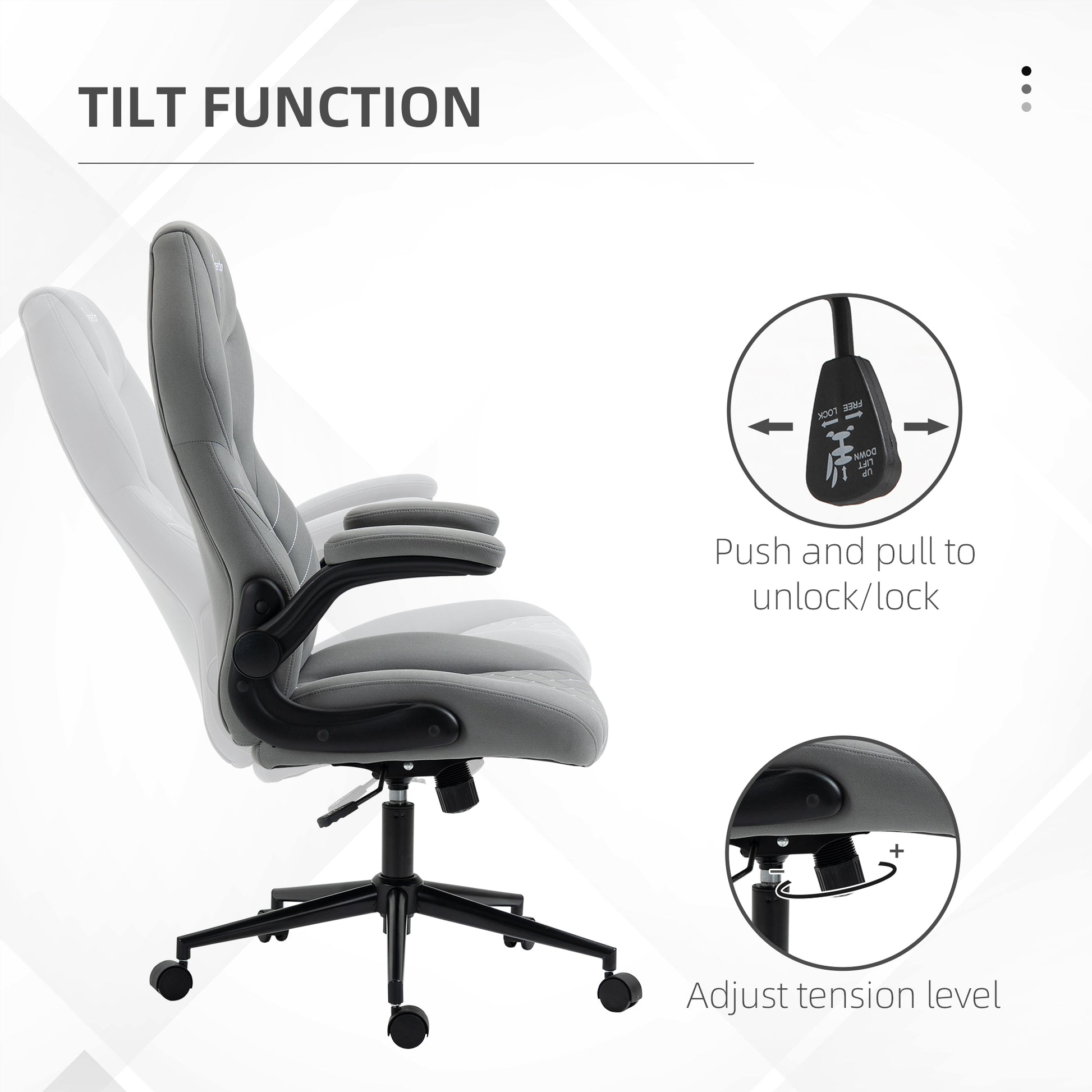 Image for Vinsetto Home Office Desk Chair, Computer Chair with Flip Up Armrests, Swivel Seat and Tilt Function, Light Grey