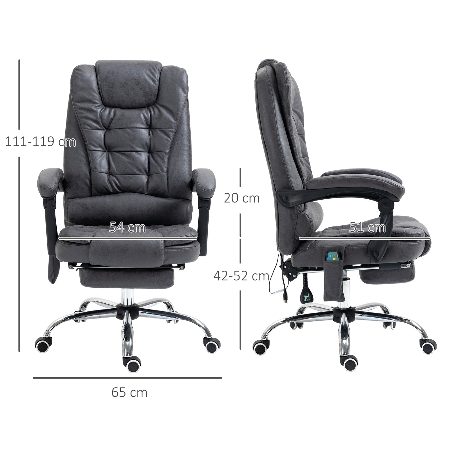 Image for Vinsetto Heated 6 Points Vibration Massage Executive Office Chair Adjustable Swivel Ergonomic High Back Desk Chair Recliner with Footrest Dark Grey