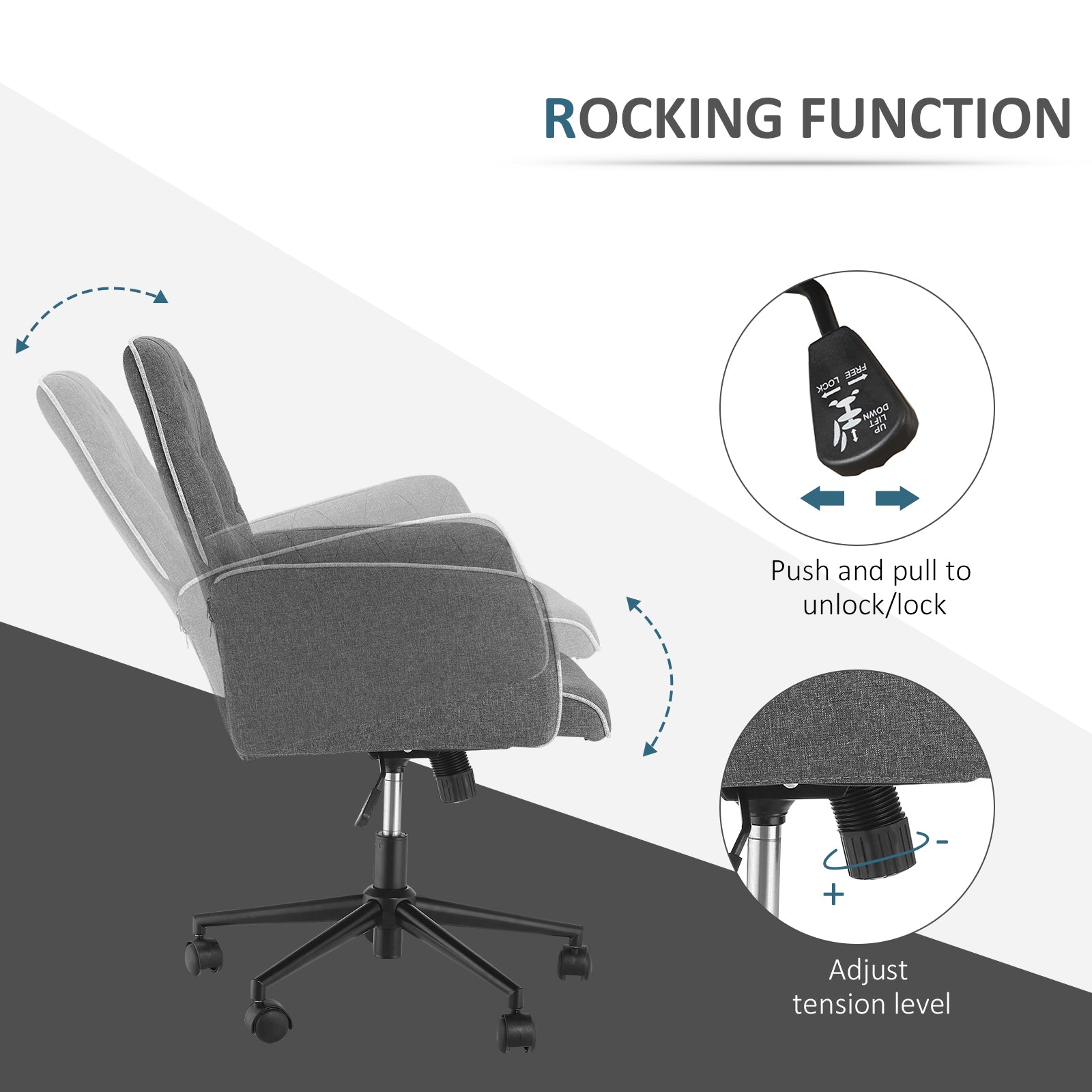 Homcom Swivel Chair - Computer Desk Mid Chair | ChairwayUK