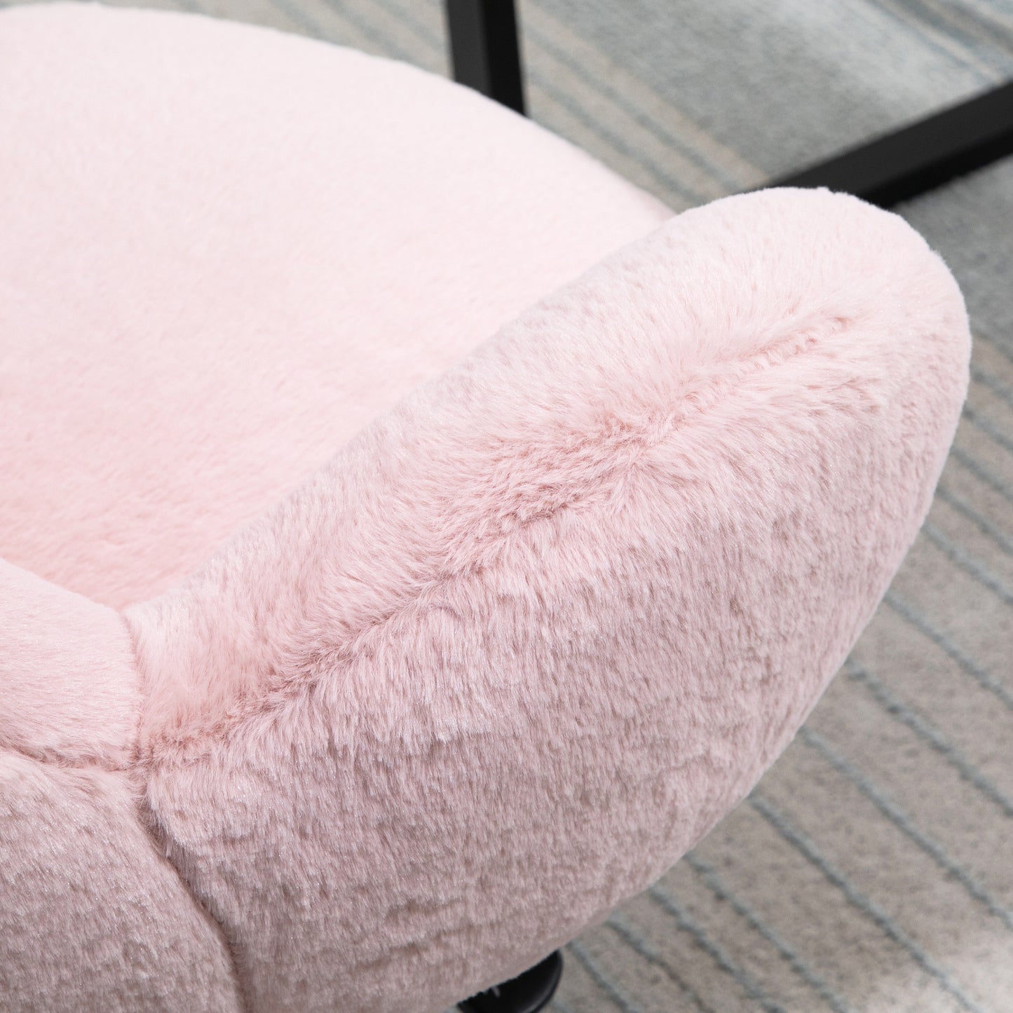 Image for HOMCOM Fluffy Leisure Chair Office Chair with Backrest and Armrest for Home Bedroom Living Room with Wheels Pink