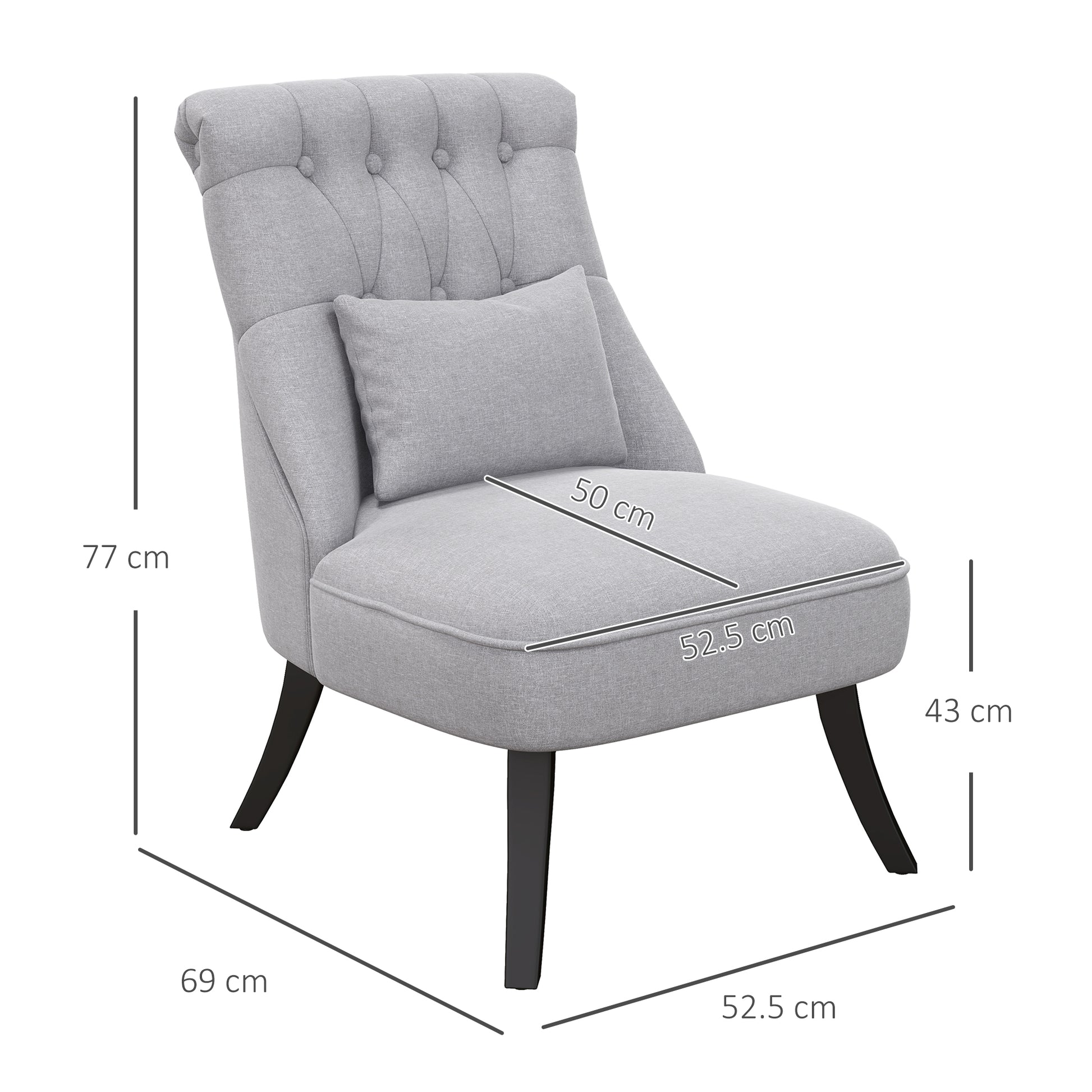HOMCOM Tub Chair, Armless Single Sofa, Modern Button Tufted Armchair, Upholstered Linen Fabric Longue Accent Chair for Living Room, Bedroom, Set of 2 - ChairwayUK