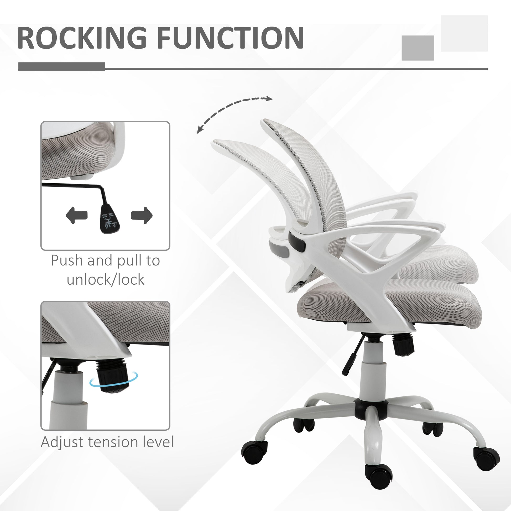 Image for Vinsetto Office Chair Mesh Swivel Desk Chair with Lumbar Back Support Adjustable Height Armrests Grey