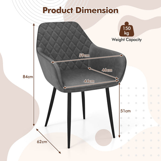 Leisure Dining Chair Set of 4 Upholstered Accent Chairs with Curved Backrest