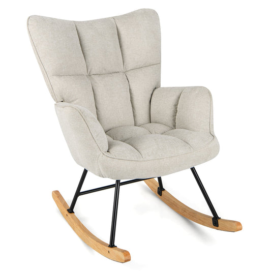 Linen_Nursery_Rocking_Chair_Modern_Rocking_Accent_Chair_with_High_Backrest_Beige-Main