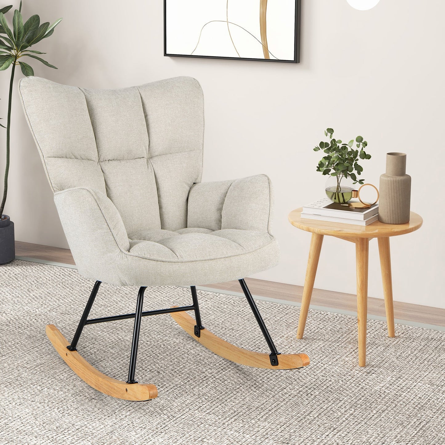 Linen_Nursery_Rocking_Chair_Modern_Rocking_Accent_Chair_with_High_Backrest_Beige-Side