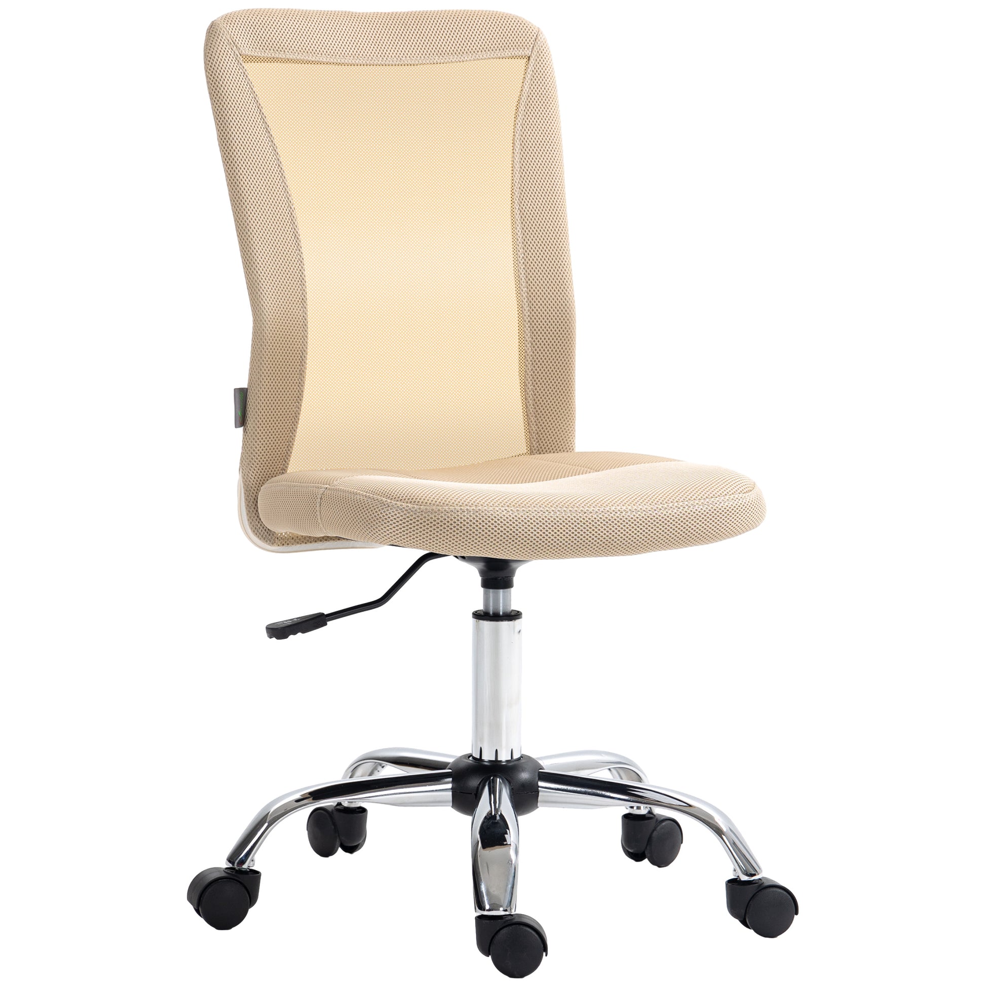 Image for Vinsetto Computer Desk Chair, Mesh Office Chair with Adjustable Height and Swivel Wheels, Armless Study Chair, Beige