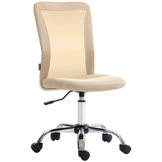 Image for Vinsetto Computer Desk Chair, Mesh Office Chair with Adjustable Height and Swivel Wheels, Armless Study Chair, Beige