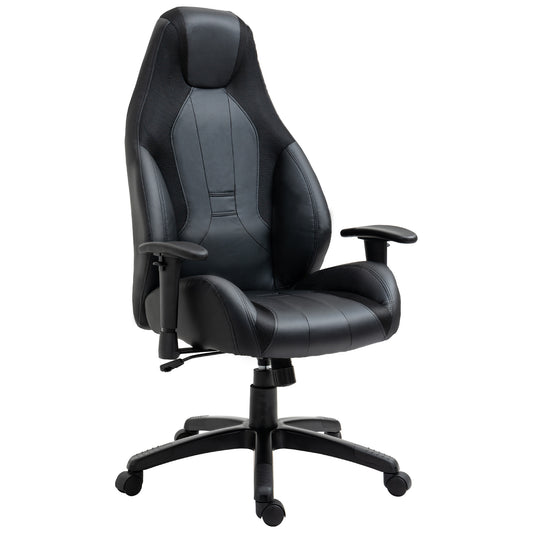 Image for Vinsetto High Back Executive Office Chair Mesh & Fuax Leather Gaming Gamer Chair with Swivel Wheels, Adjustable Height and Armrest, Black