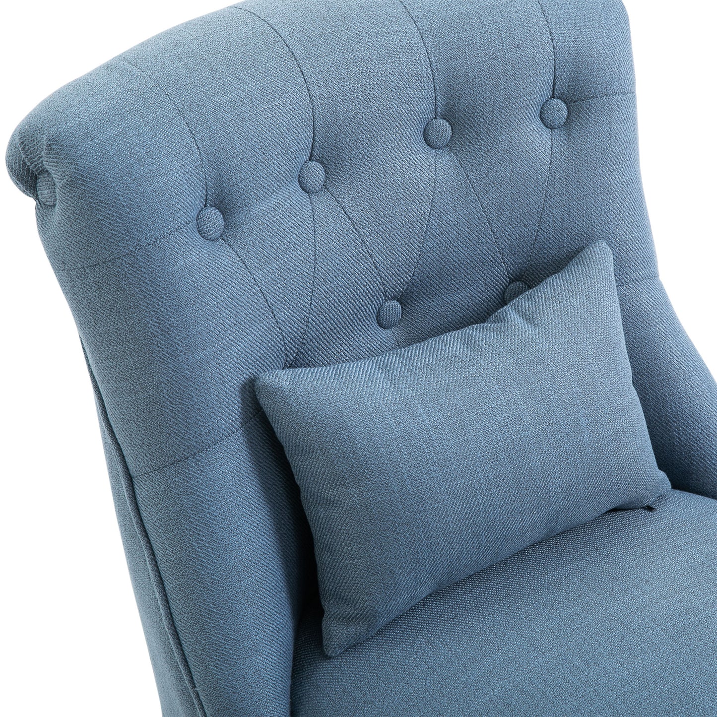 HOMCOM Tub Chair, Armless Single Sofa, Modern Button Tufted Armchair, Upholstered Linen Fabric Longue Accent Chair for Living Room, Bedroom, Set of 2 - ChairwayUK