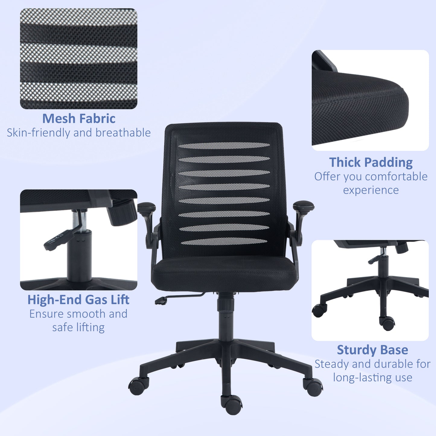 Image for Vinsetto Mesh Office Chair, Swivel Task Computer Chair for Home with Lumbar Support