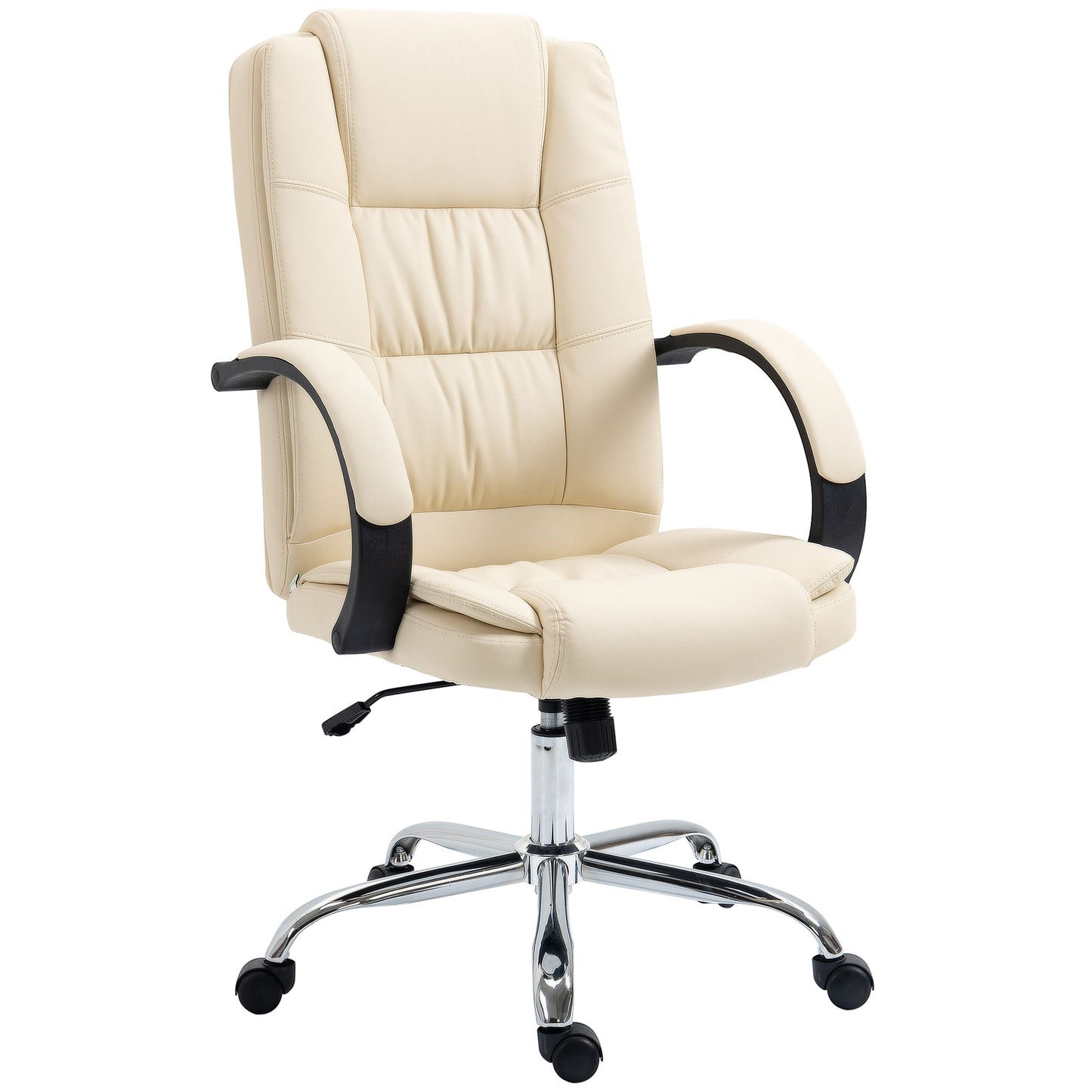 Image for Vinsetto High Back Swivel Chair, PU Leather Executive Office Chair with Padded Armrests, Adjustable Height, Tilt Function, Beige