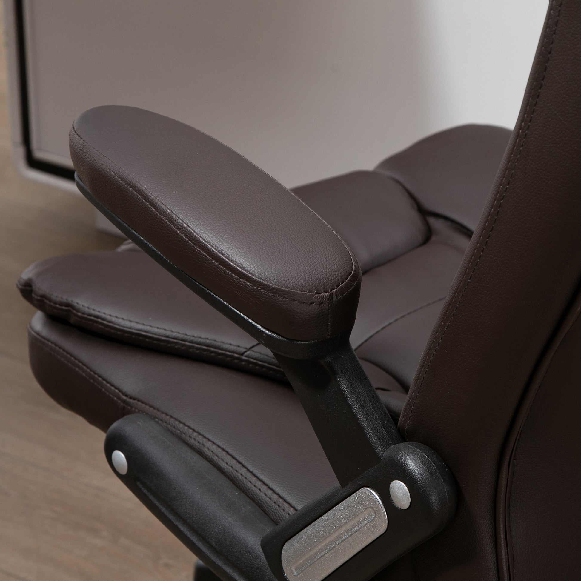 Image for HOMCOM Executive Office Chair with Massage and Heat, High Back PU Leather Massage Office Chair With Tilt and Reclining Function, Brown