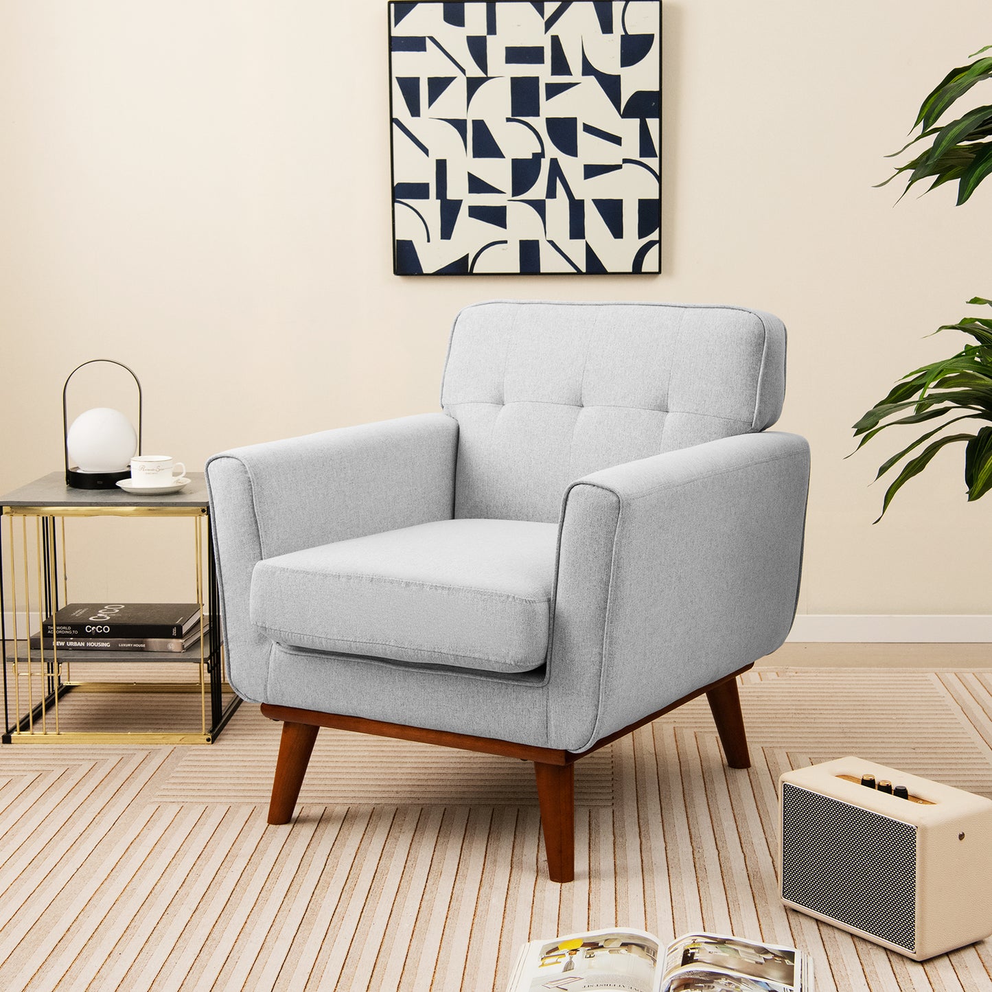 Modern Accent Armchair with Removable Padded Seat Cushion