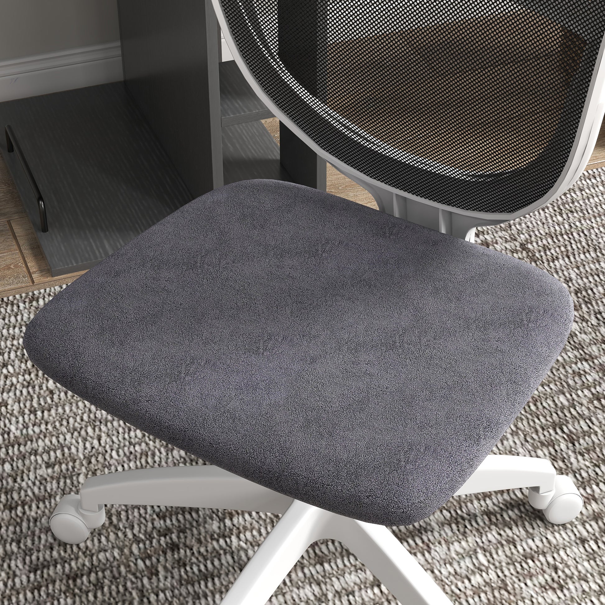 Image for Vinsetto Armless Desk Chair, Mesh Office Chair, Height Adjustable with Swivel Wheels, Grey