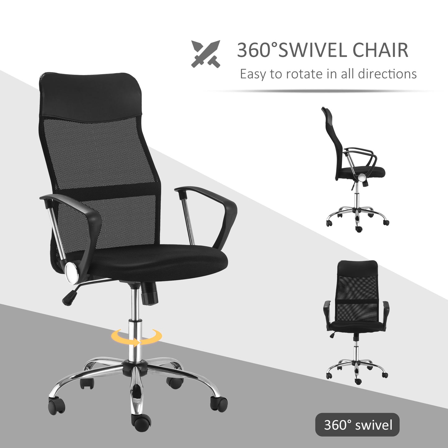 Image for HOMCOM Ergonomic Office Chair Mesh Chair with Adjustable Height Tilt Function Black