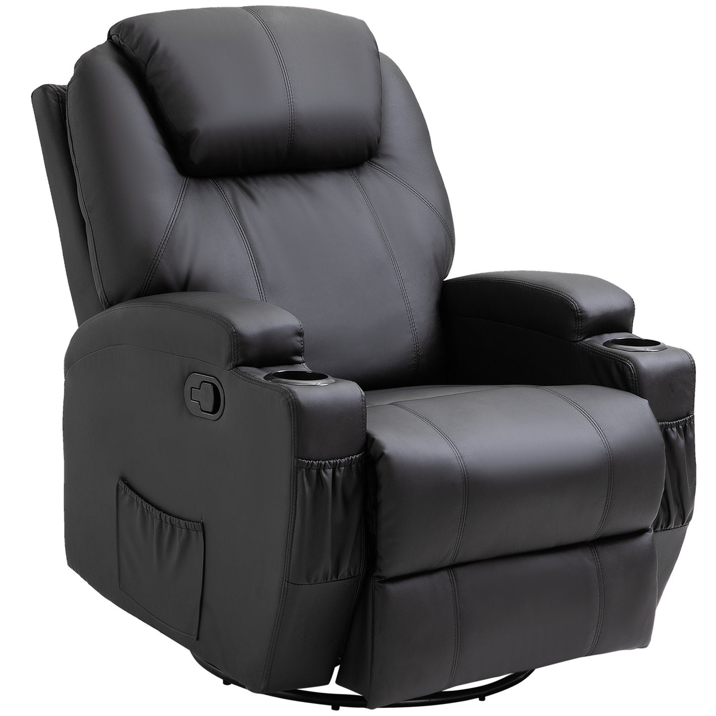 Image for HOMCOM Recliner Sofa Chair PU Leather Armchair Cinema Massage Chair Swivel Nursing Gaming Chair Black