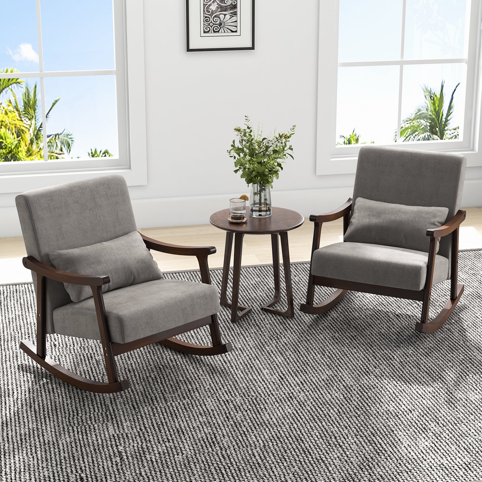Nursery_Rocking_Accent_Chair_Rocker_Armchair_with_Rubber_Wood_ArmrestsBrown Perfect for living rooms, bedrooms, nurseries, offices, or reception areas