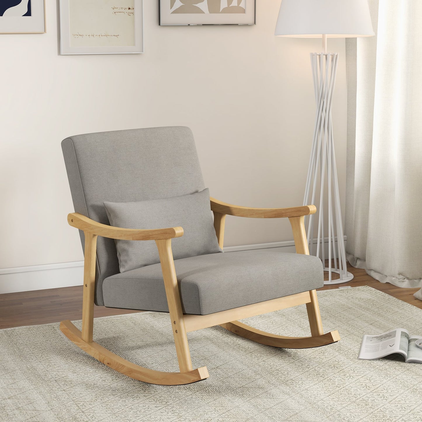 Nursery_Rocking_Accent_Chair_Rocker_Armchair_with_Rubber_Wood_ArmrestsNatural Perfect for living rooms, bedrooms, nurseries, offices, or reception areas
