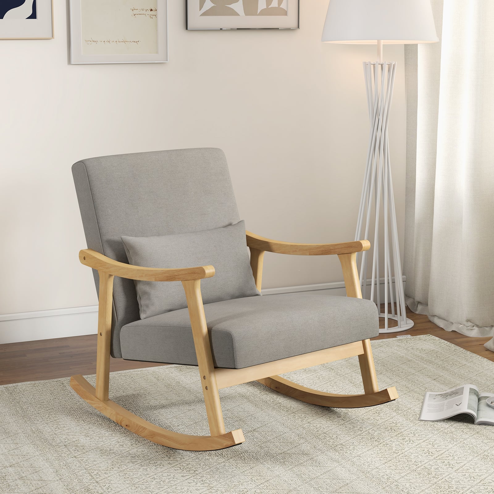 Nursery_Rocking_Accent_Chair_Rocker_Armchair_with_Rubber_Wood_ArmrestsNatural Perfect for living rooms, bedrooms, nurseries, offices, or reception areas