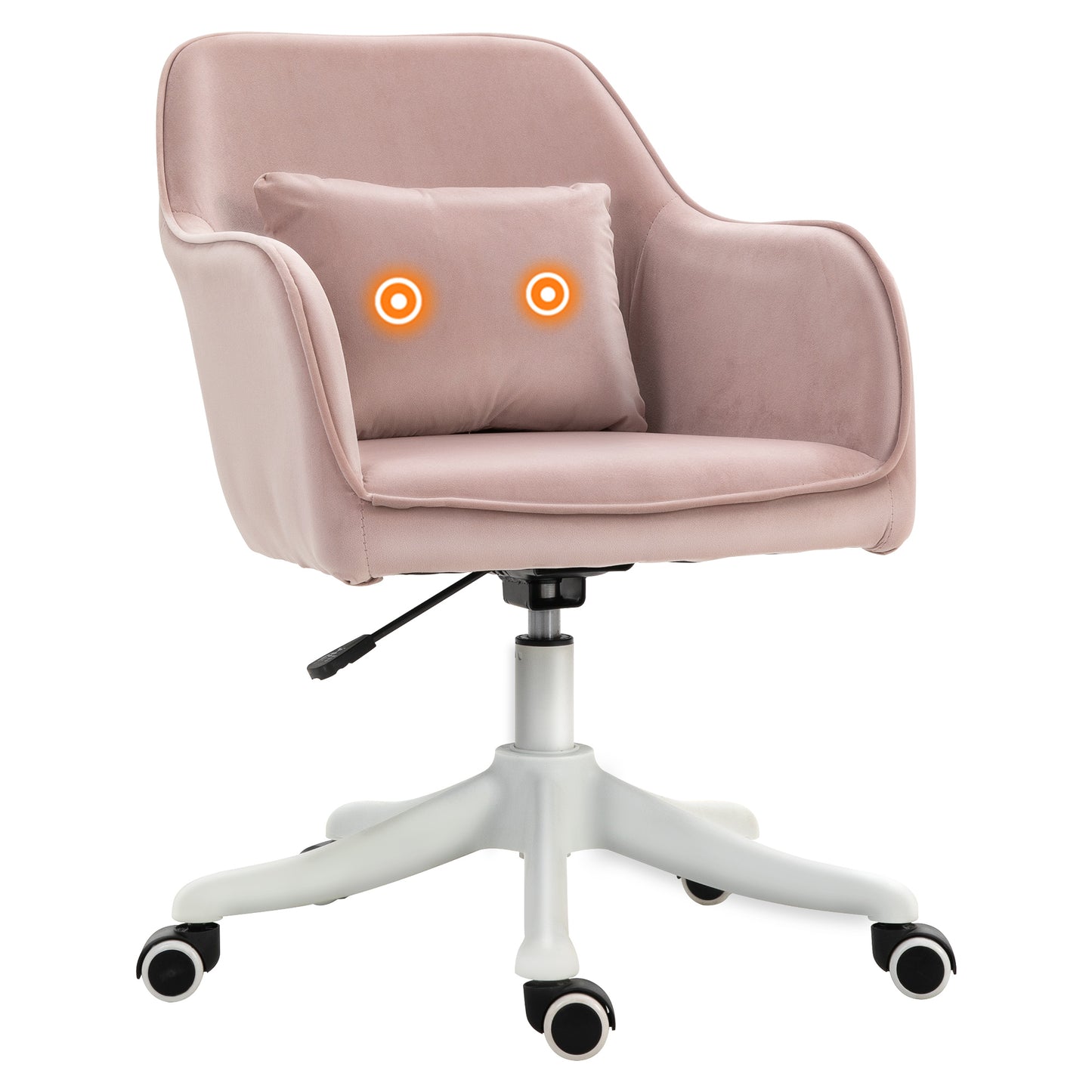 Image for Vinsetto Velvet Style Office Chair with Rechargeable Electric Vibration Massage Lumbar Pillow, Wheels, Pink