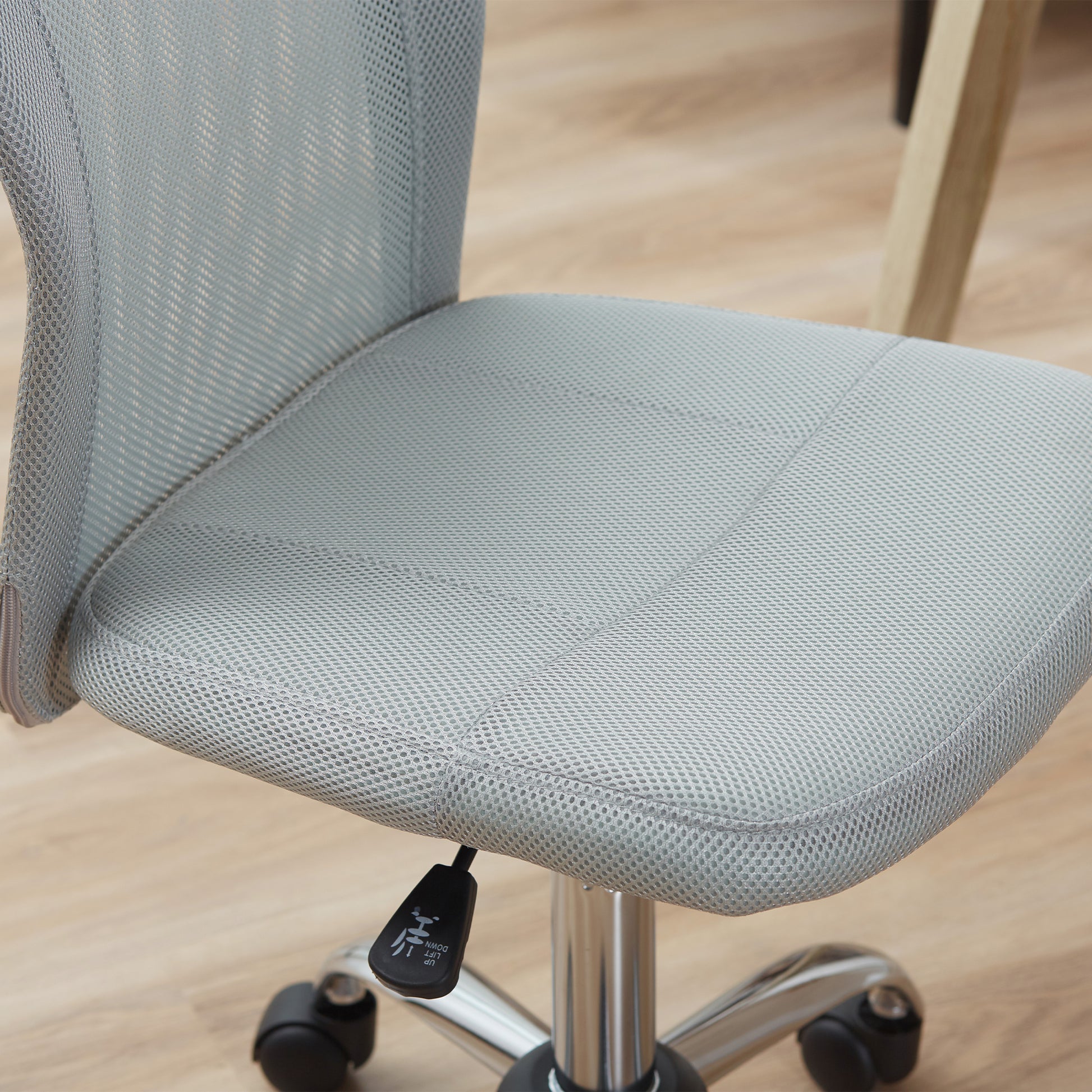 Image for Vinsetto Home Office Mesh Task Chair Ergonomic Armless Mid Back Height Adjustable with Swivel Wheels, Grey