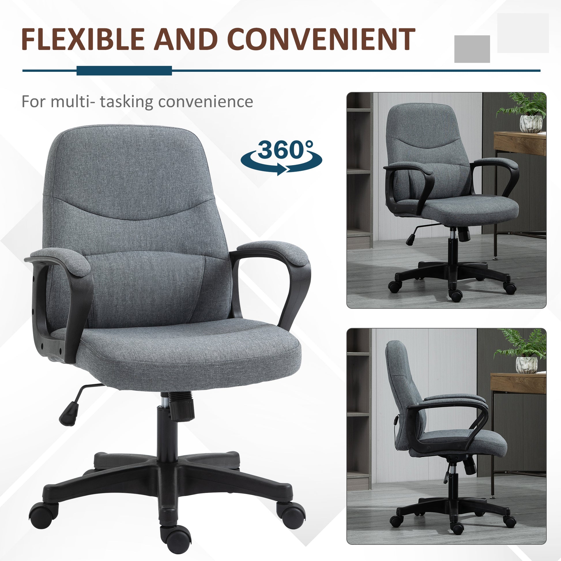 Image for Vinsetto Office Chair with Massager Lumbar High Back Ergonomic Support Office 360° Swivel Chairs Adjustable Height Backrest Grey