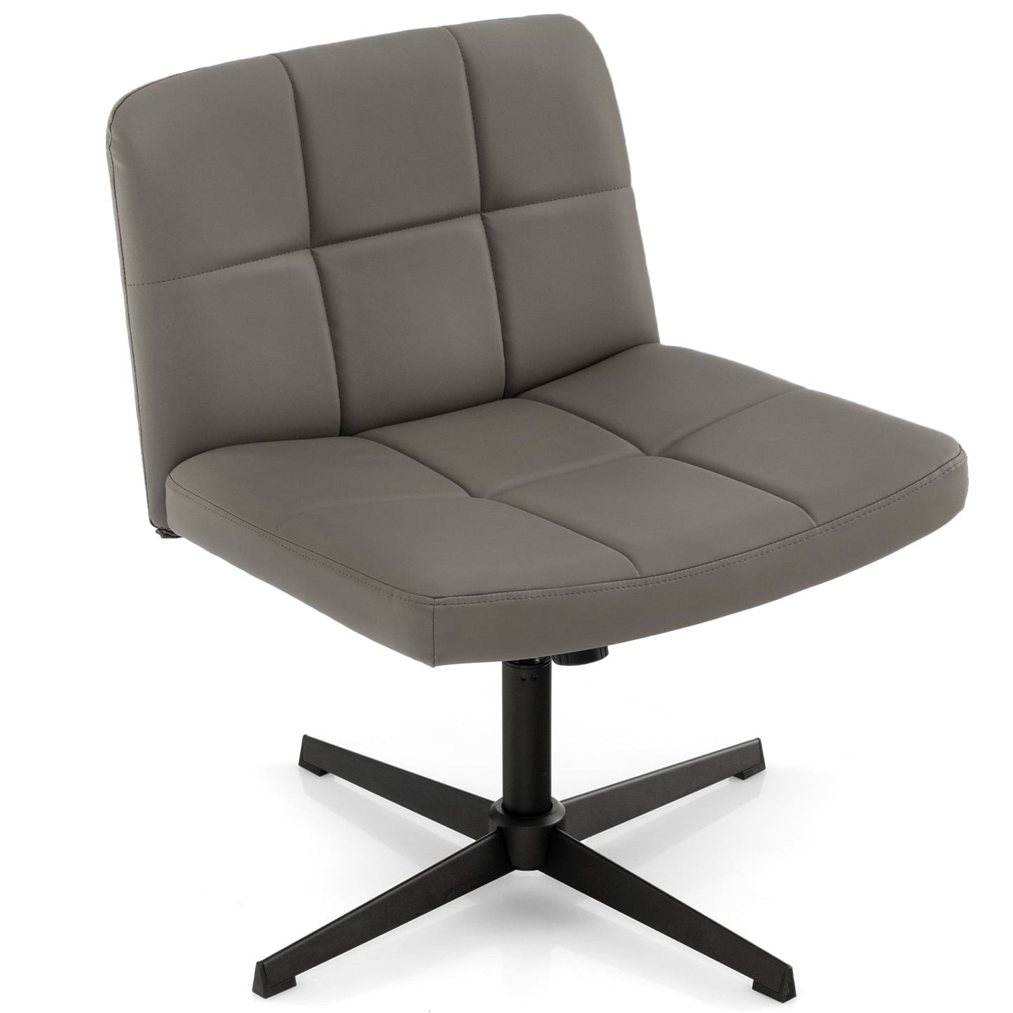 PU_Leather_Upholstered_Armless_Cross_Legged_Office_Desk_Chair_grey